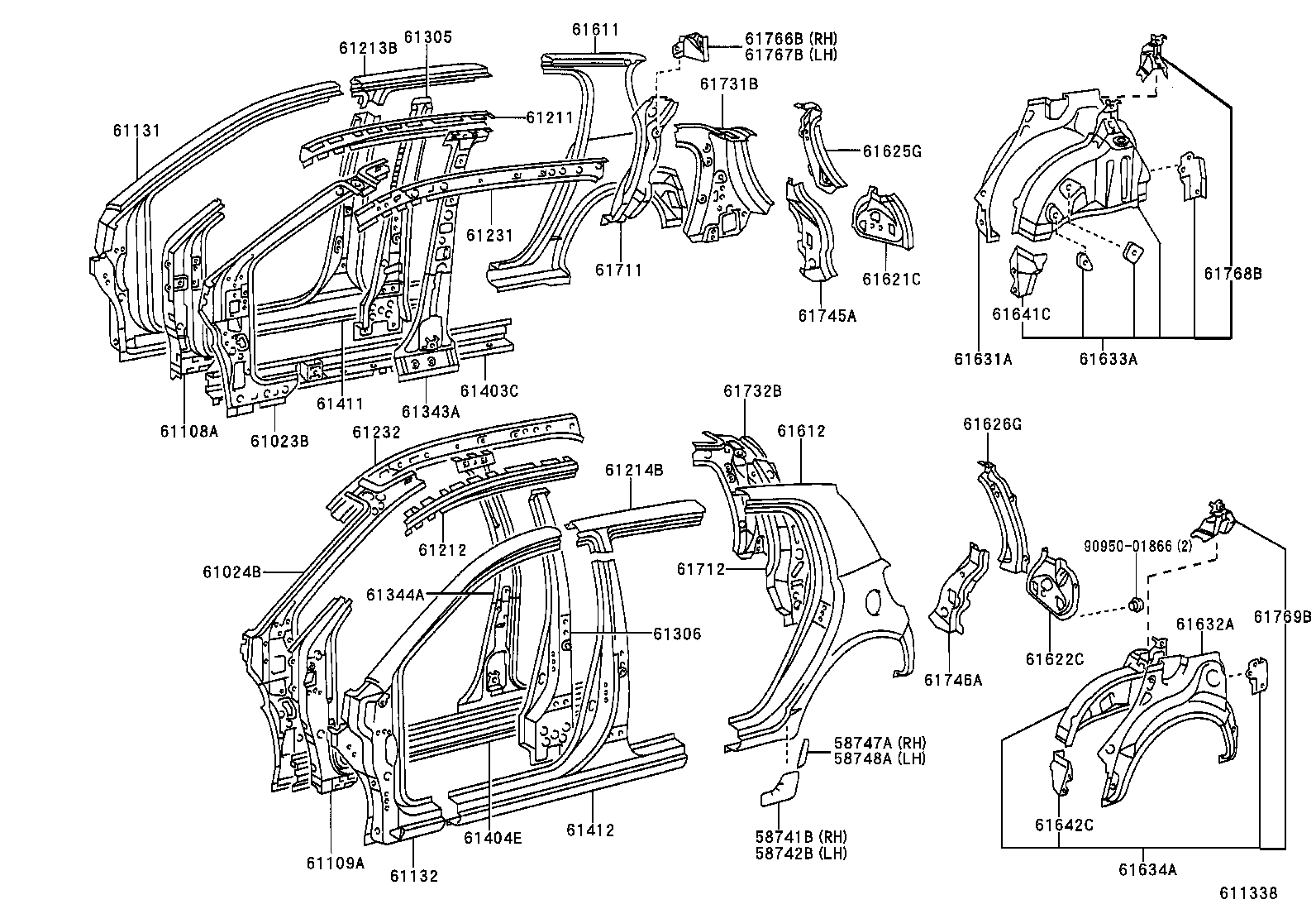 61344-0D901 PILLAR, CENTER BODY, INNER LH product image