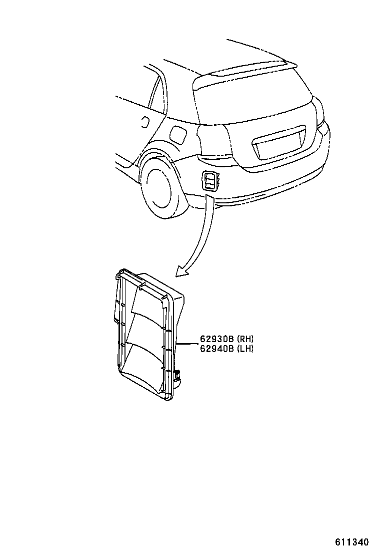 62940-02030 DUCT ASSY, QUARTER VENT, RH product image