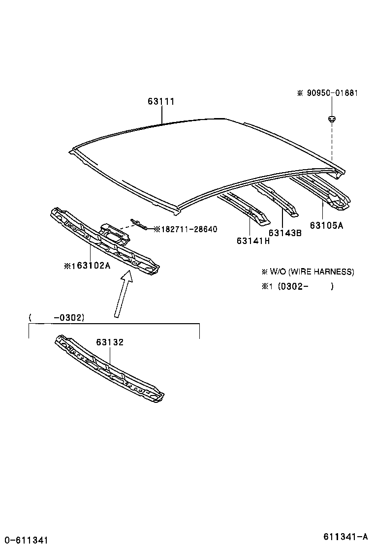 Toyota 63118-52010 SUPPORT, ROOF PANEL, RH