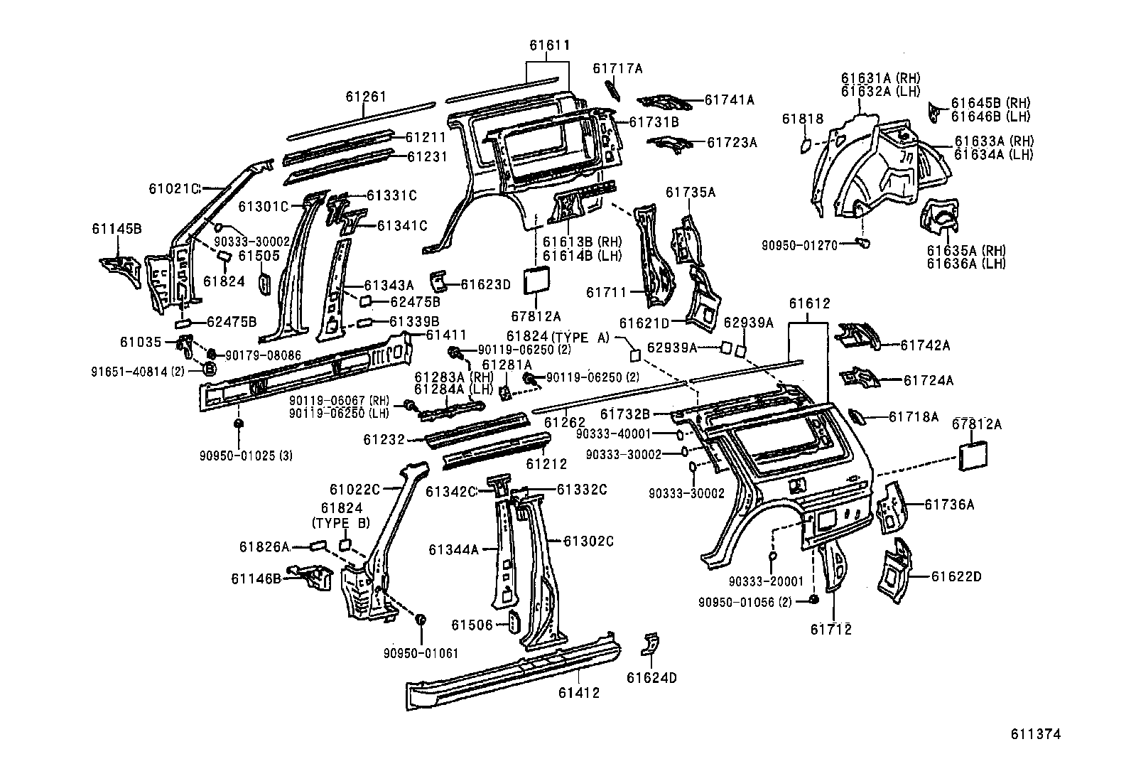 61339-32010 SEAL, CENTER BODY PILLAR, INNER NO.1 product image