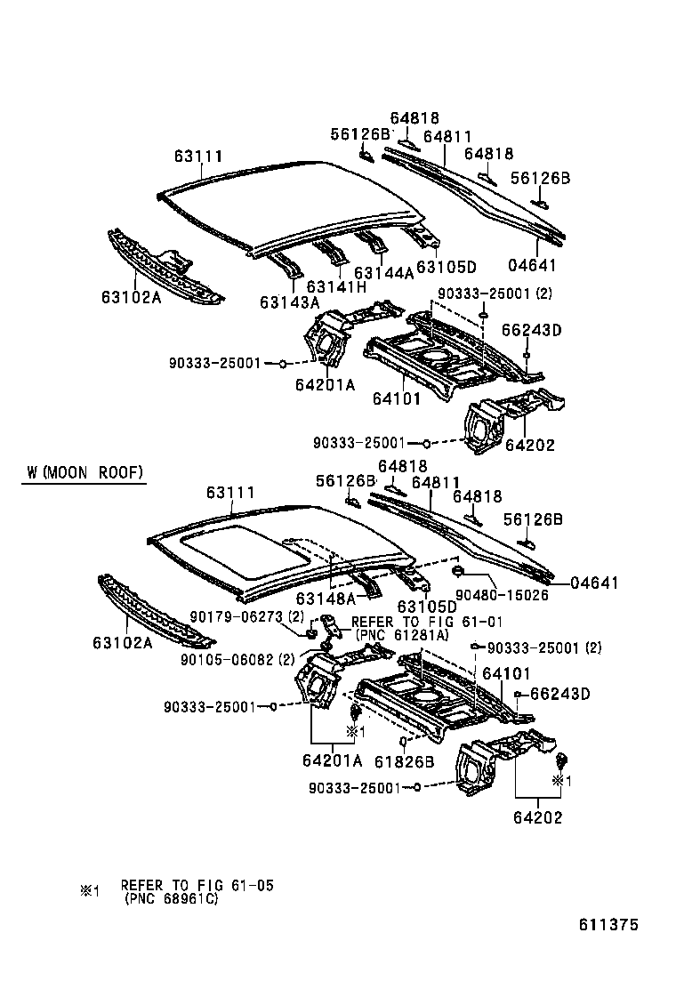 63141-30100 REINFORCEMENT, ROOF PANEL, CENTER product image