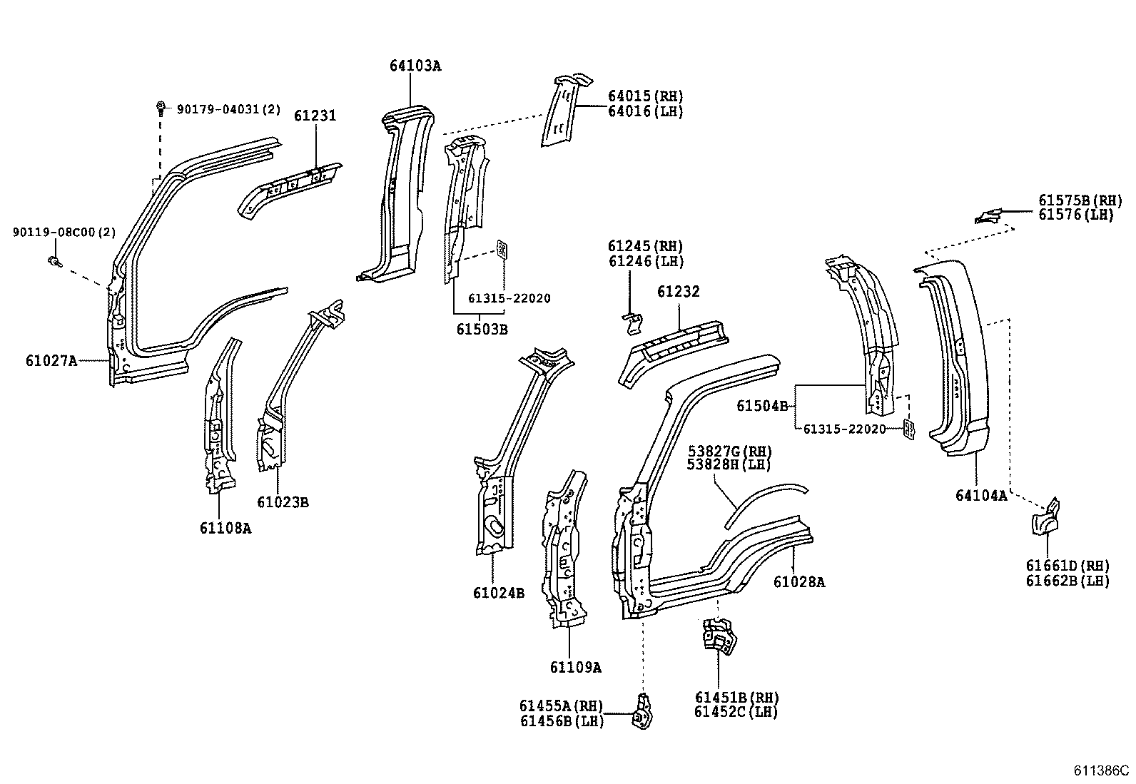 61131-37101 PILLAR SUB-ASSY, FRONT BODY, OUTER RH product image