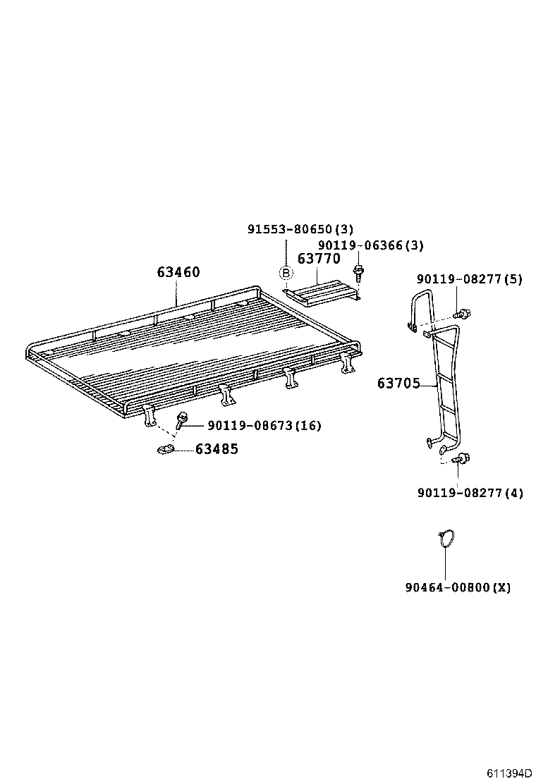 63137-36010 RETAINER, OUTER UNDER REAR VIEW MIRROR product image
