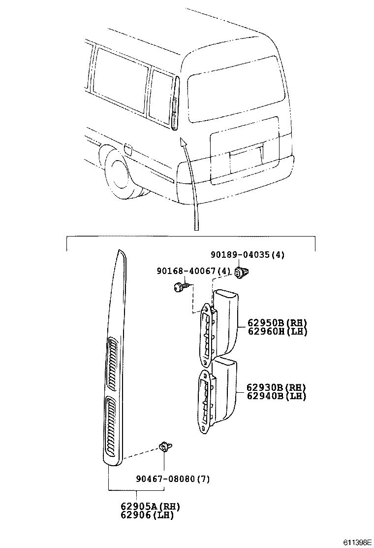 62905-36010 LOUVER, QUATER VENTILATION, RH product image