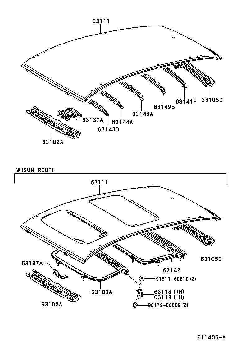 63111-13320 PANEL, ROOF product image