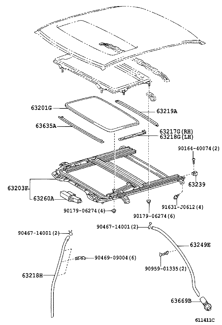 63200-51010 HOUSING SUB-ASSY, SLIDING ROOF product image