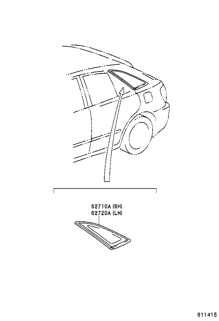 62720-53010 WINDOW ASSY, QUARTER, LH product image