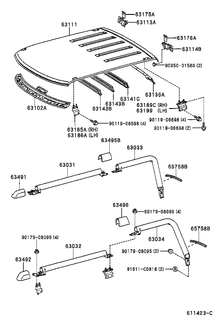 63186-52010 BRACKET, ROOF RACK, FRONT LH product image
