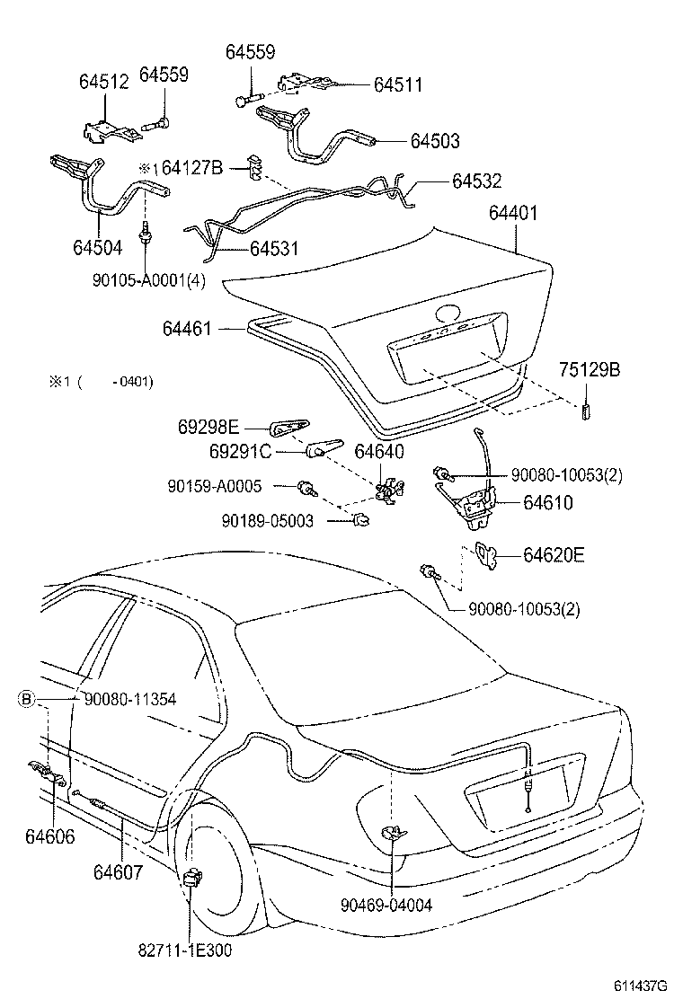 Toyota 64532-AA070 BAR, LUGGAGE DOOR HINGE TORSION, LH
