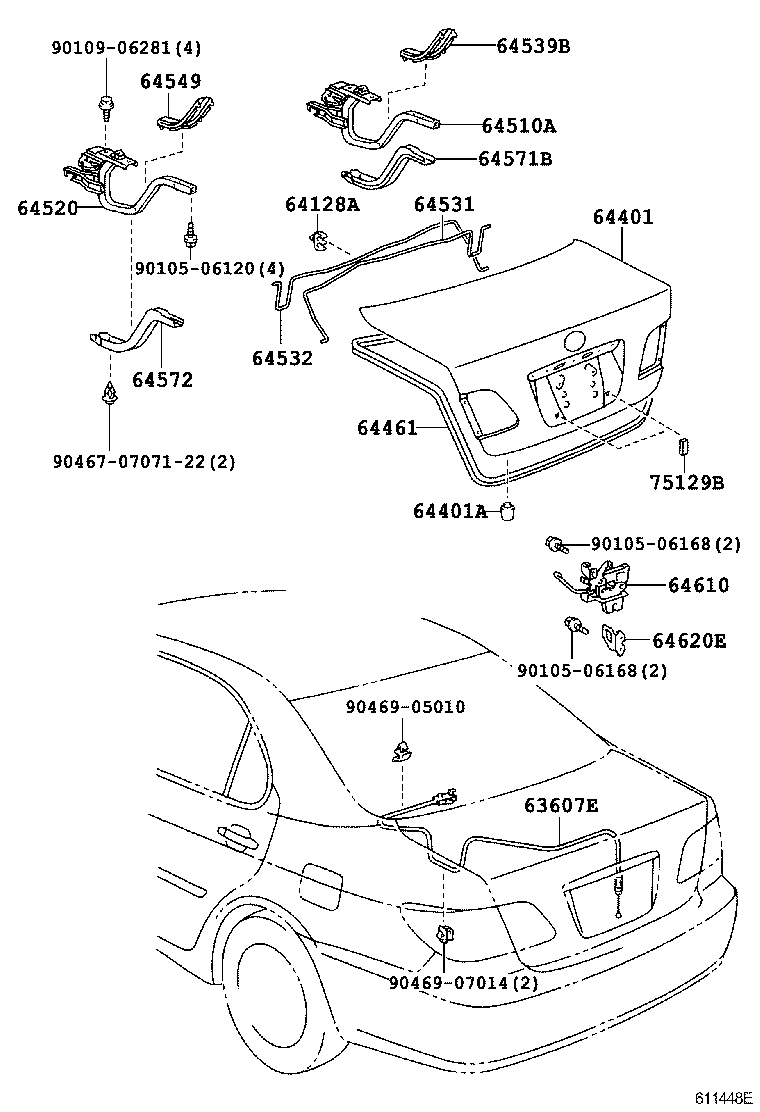 64600-33100 LOCK ASSY, LUGGAGE COMPARTMENT DOOR product image
