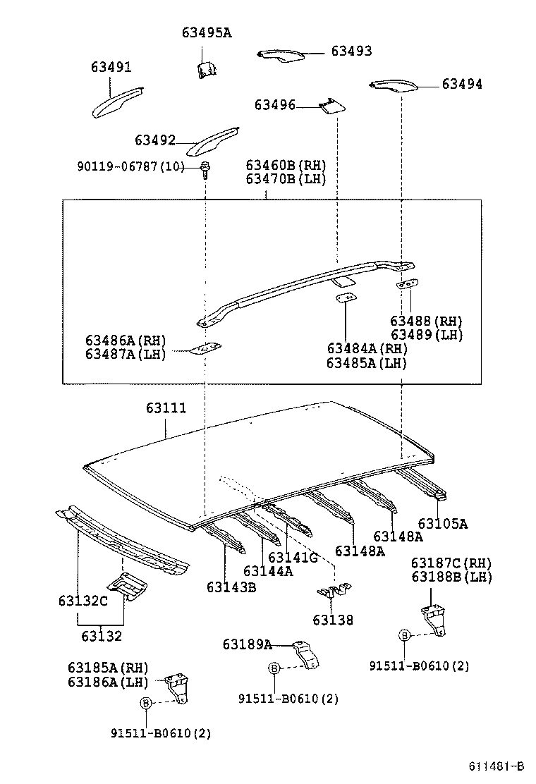 63102-12150 PANEL, WINDSHIELD HEADER, INNER product image