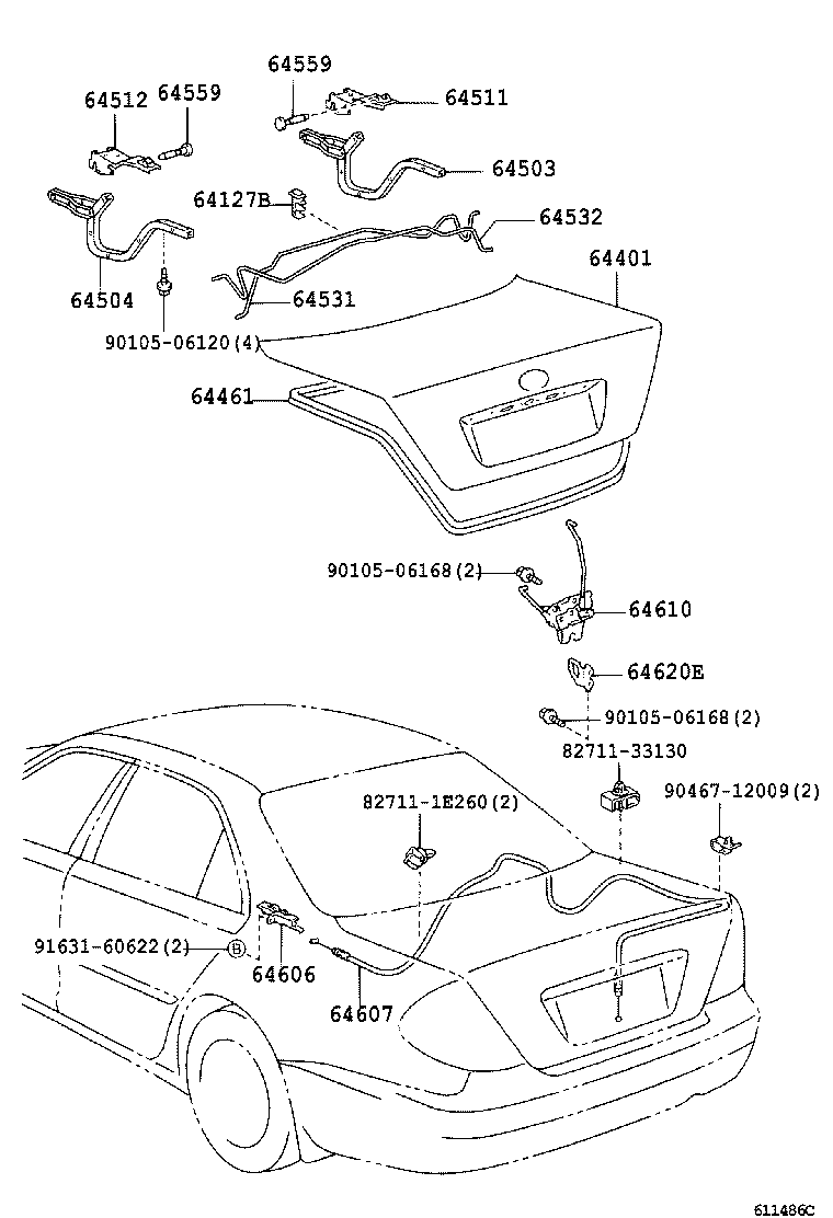 64503-33070 ARM SUB-ASSY, LUGGAGE COMPARTMENT DOOR HINGE, RH product image