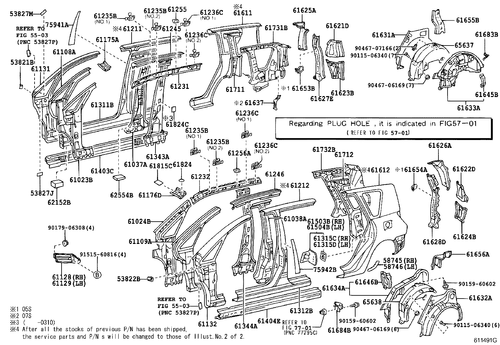 61311-13060 PILLAR, CENTER BODY, OUTER RH product image