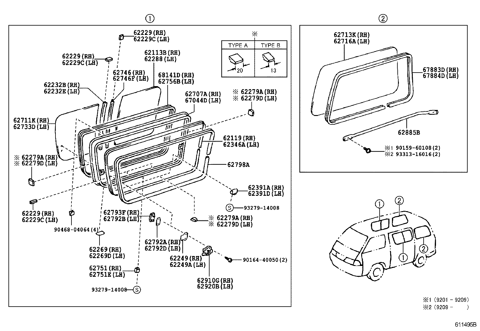 62740-28580 WINDOW ASSY, SIDE, REAR LH product image