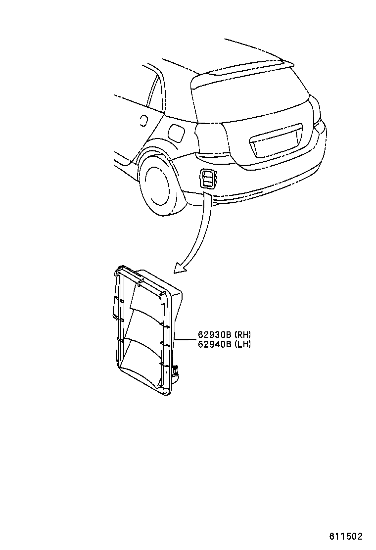 62940-02010 DUCT ASSY, QUARTER VENT, RH product image