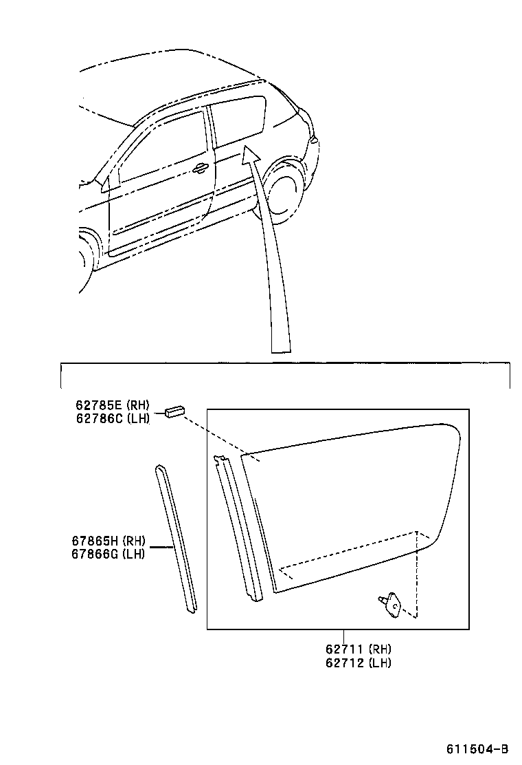 62710-02030 GLASS, QUARTER WINDOW, RH product image