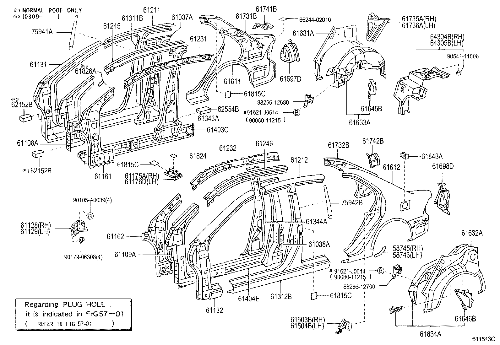Toyota 61232-01031 RAIL, ROOF SIDE, INNER LH