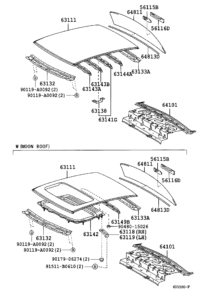 Toyota 63148-01010 REINFORCEMENT, ROOF PANEL, NO.5