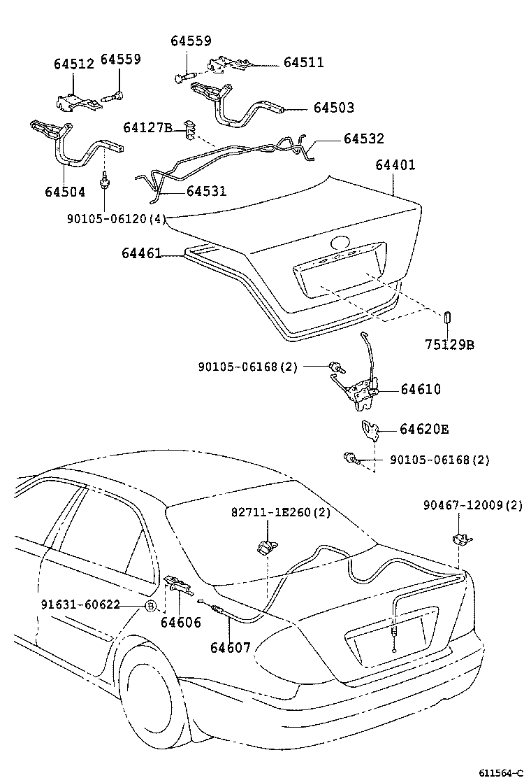 64606-06010 LEVER SUB-ASSY, LUGGAGE DOOR LOCK OPEN product image