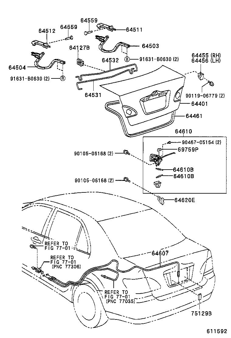 64607-02090 CABLE SUB-ASSY, LUGGAGE DOOR LOCK CONTROL product image