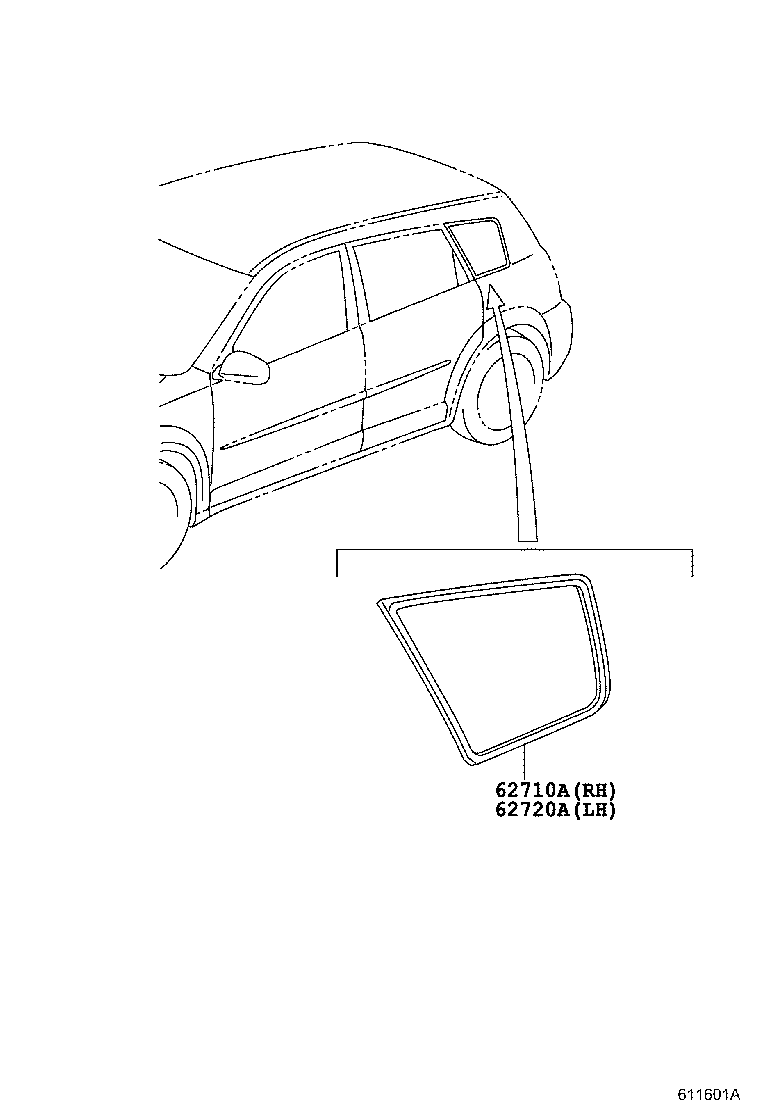 62720-01040 WINDOW ASSY, QUARTER, LH product image