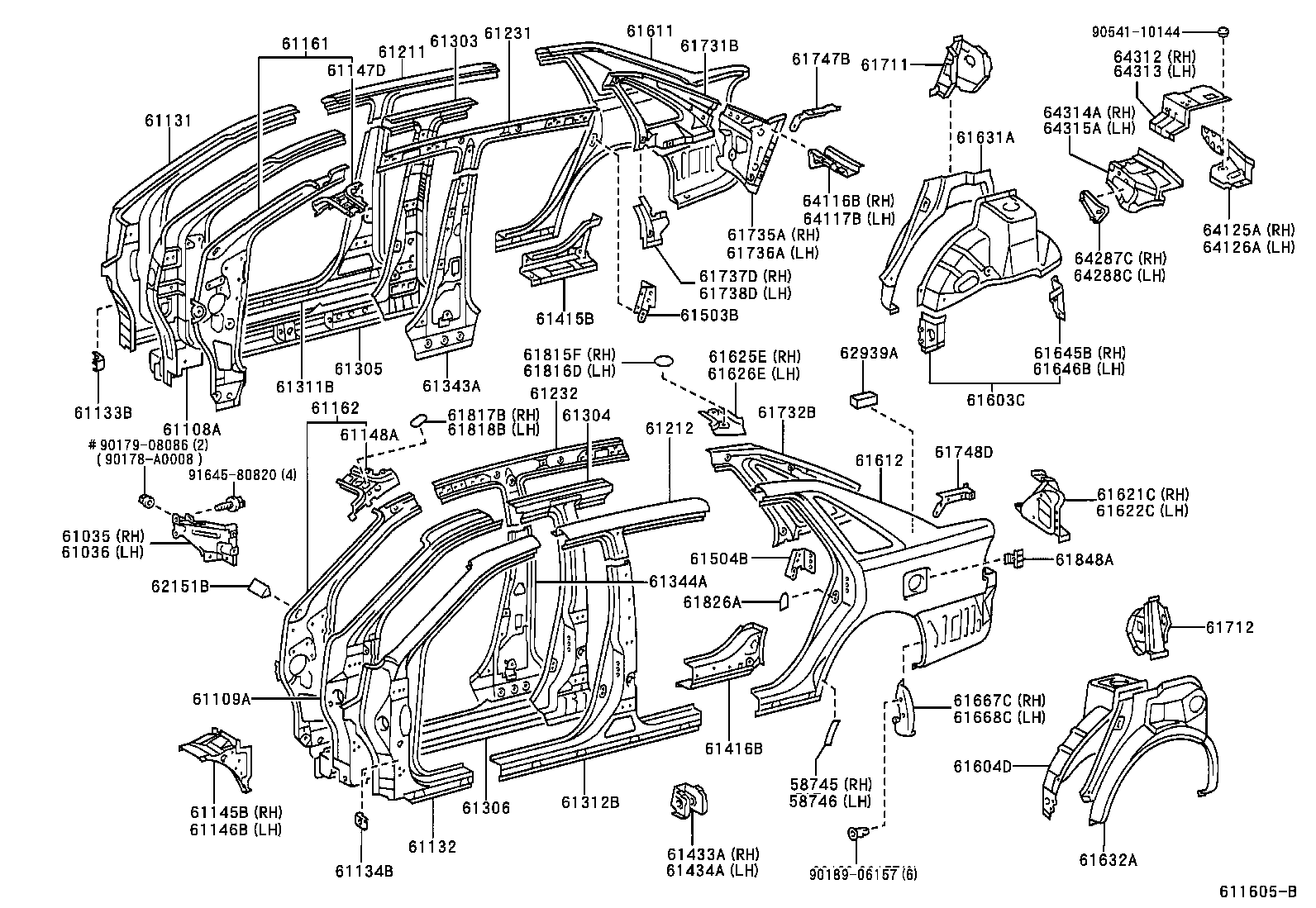 61161-AC021 PILLAR, FRONT BODY, UPPER INNER RH product image