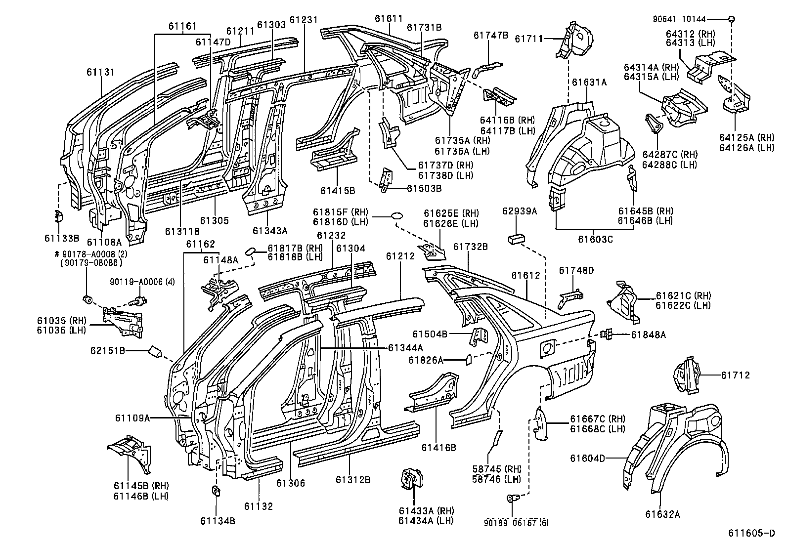 64125-AC010 BRACKET, UPPER BACK PANEL, RH product image
