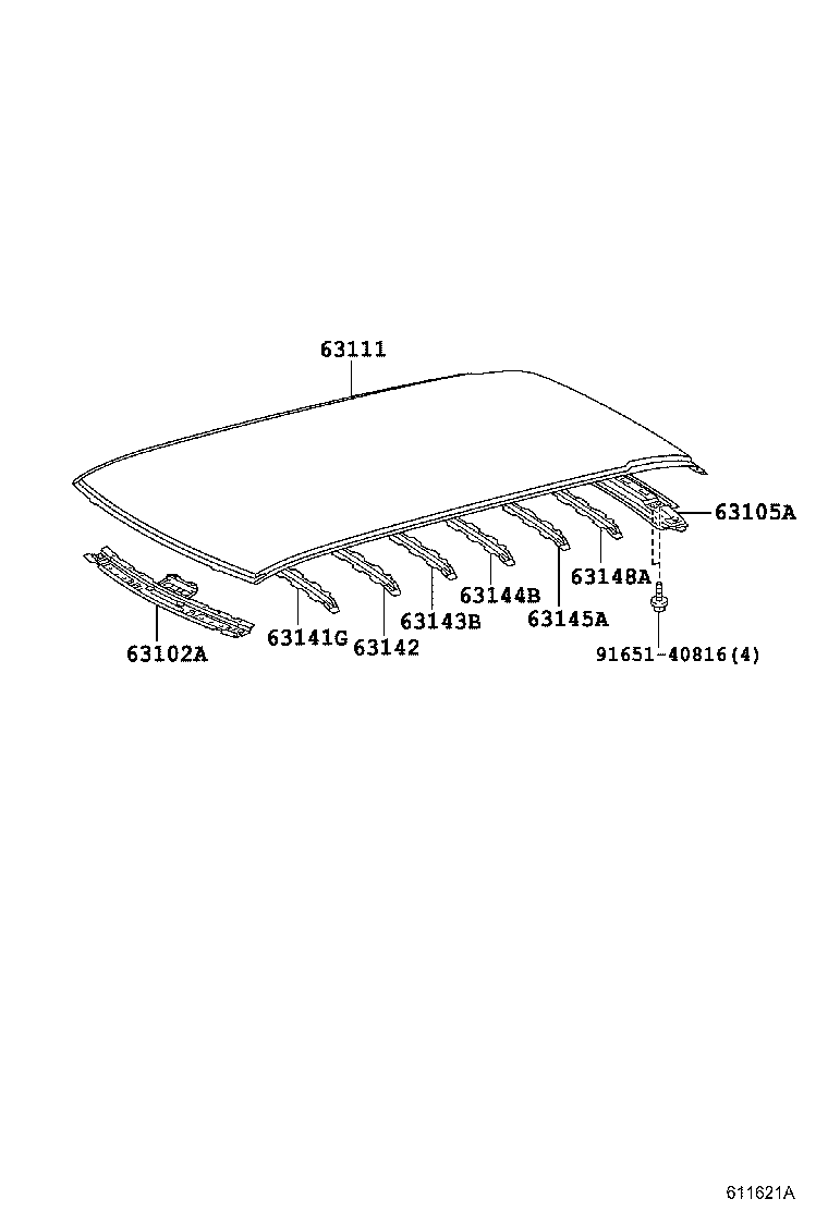 63142-52030 REINFORCEMENT, ROOF PANEL, NO.2 product image
