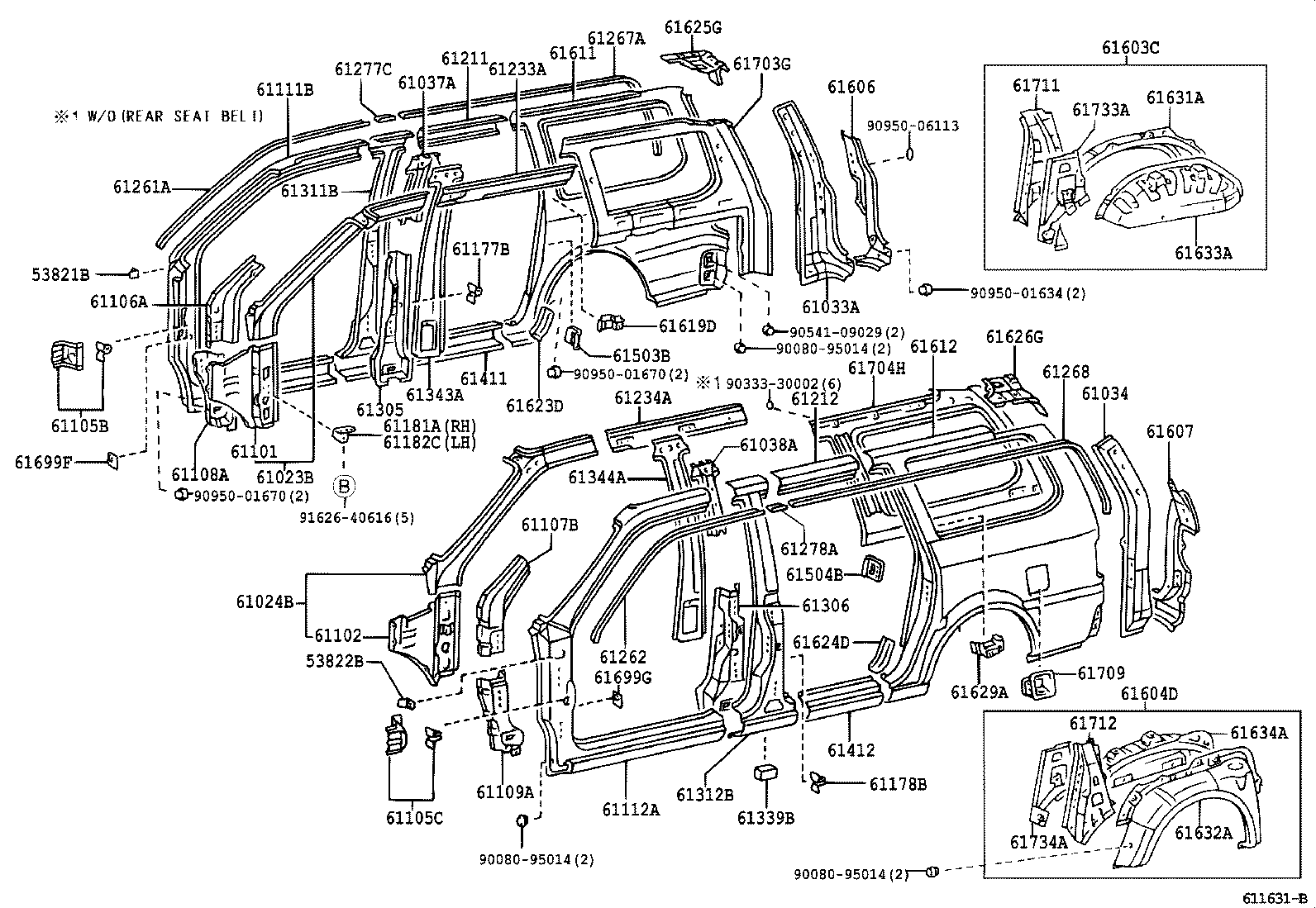 61033-0B060 REINFORCE SUB-ASSY, BACK DOOR OPENING SIDE product image