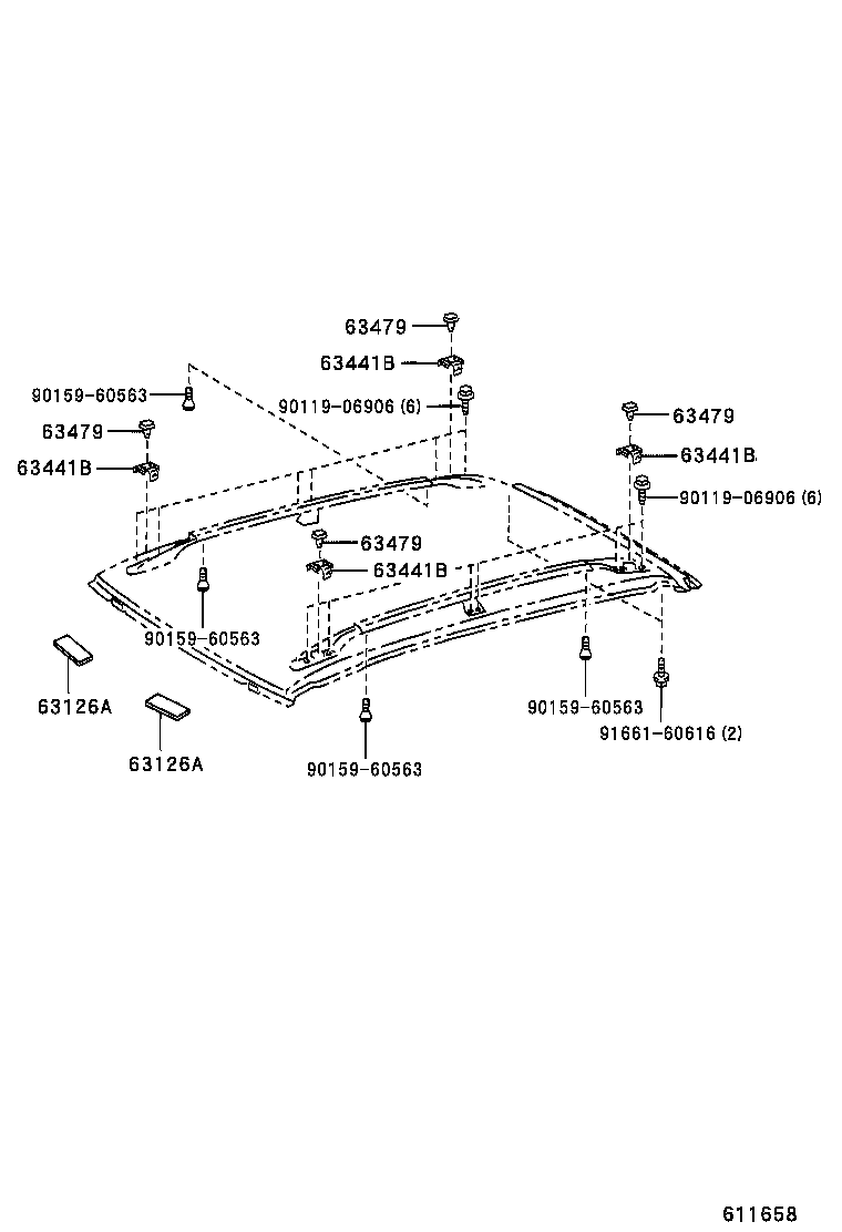 64886-35010 CHANNEL, BACK WINDOW GLASS, LH product image