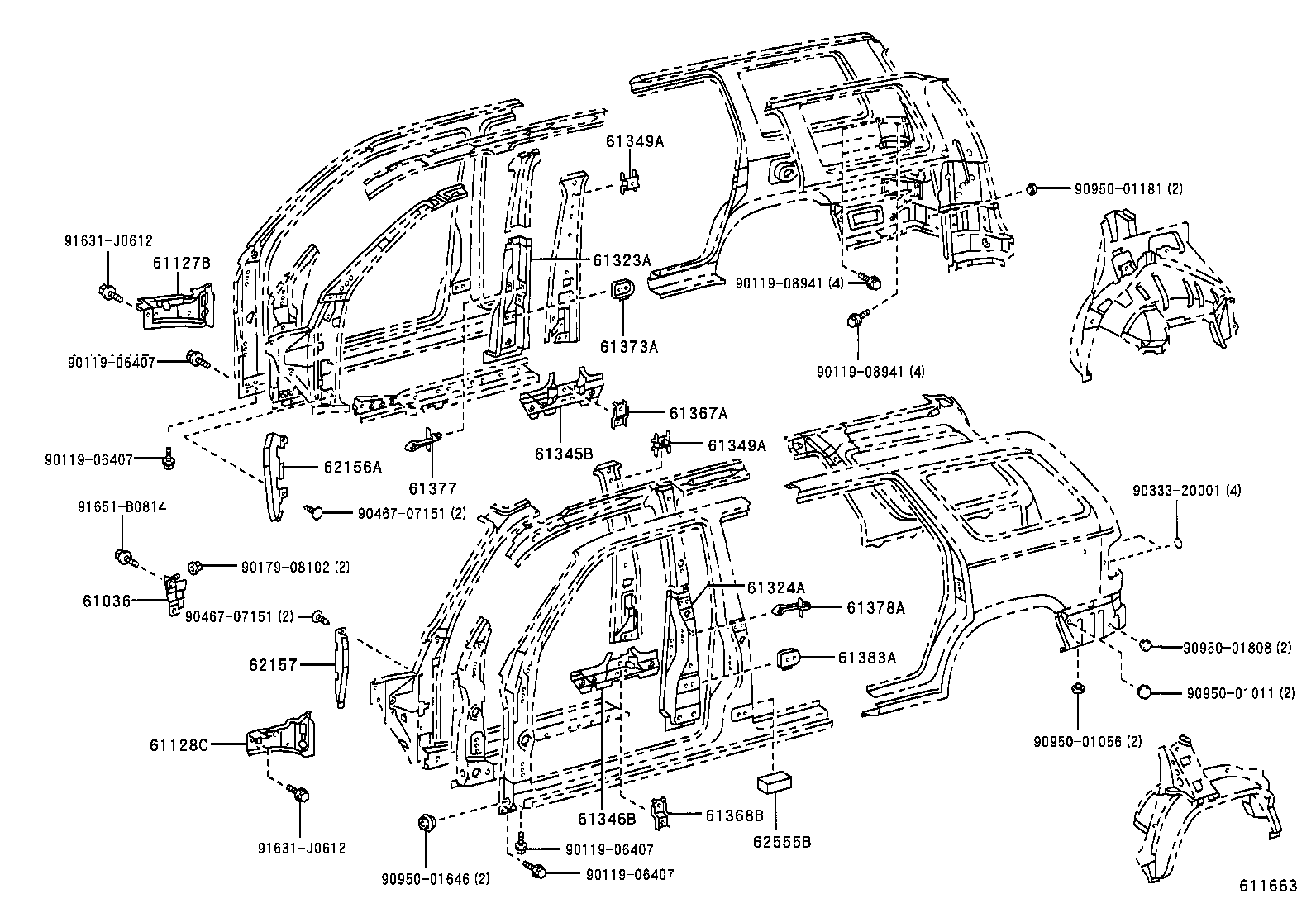 61024-35140 PILLAR SUB-ASSY, FRONT BODY, INNER LH product image