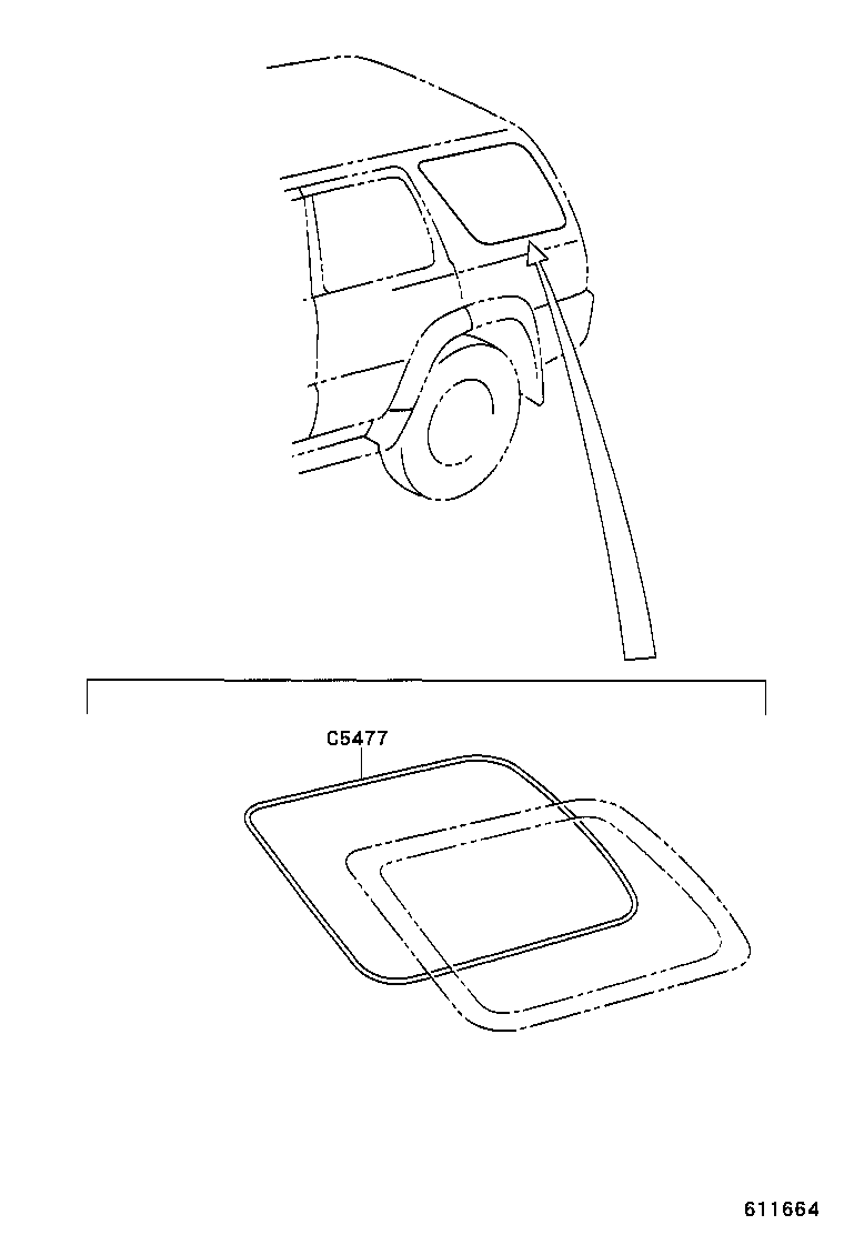 62711-04040 GLASS, QUARTER WINDOW, RH product image