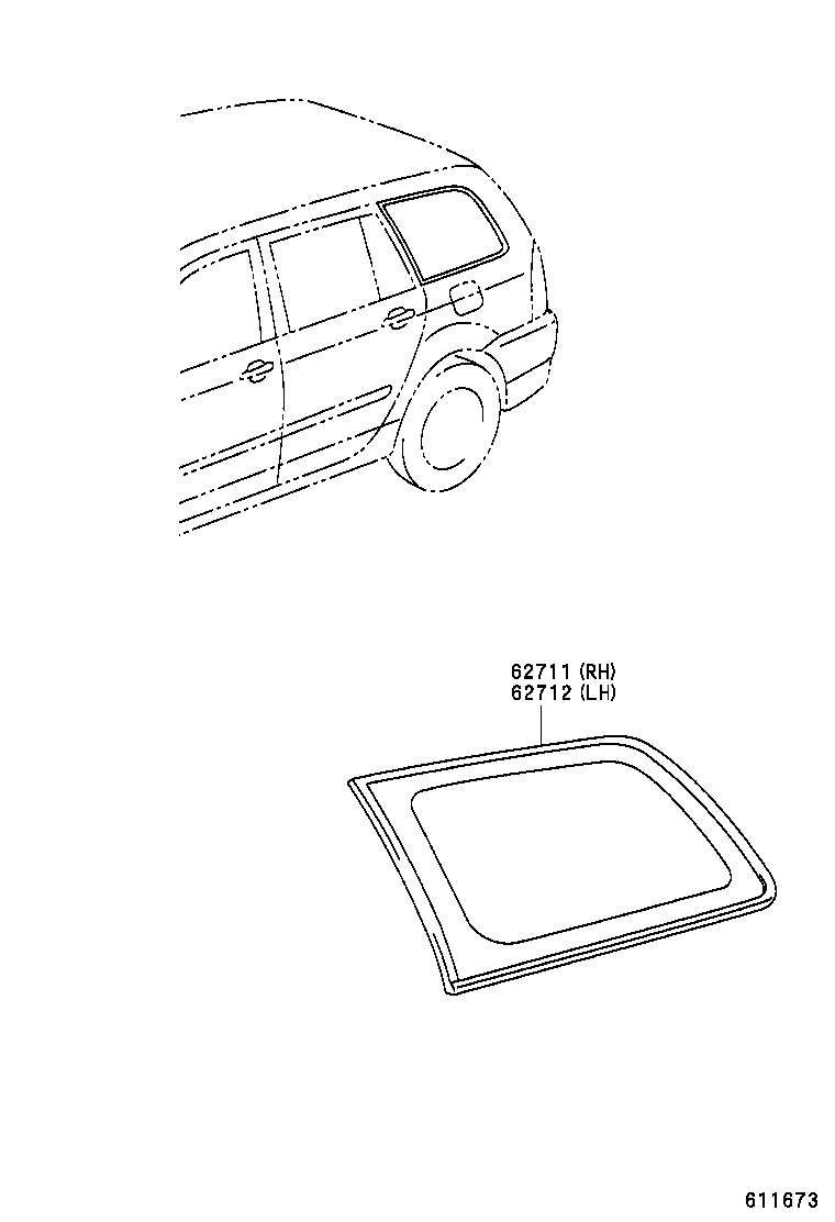 62710-02050 GLASS, QUARTER WINDOW, RH product image