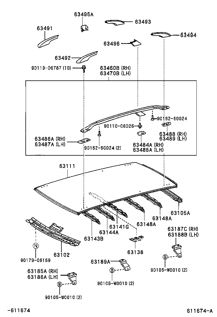 63186-02010 BRACKET, ROOF RACK, FRONT LH product image