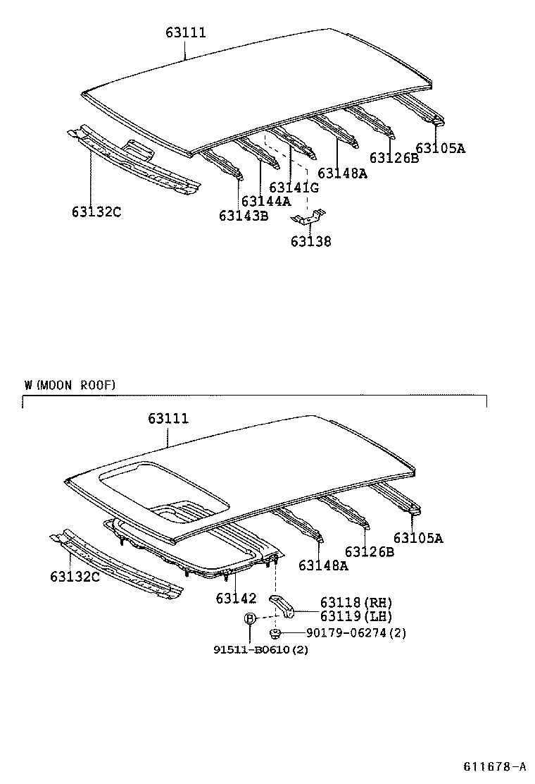 63118-12100 SUPPORT, ROOF PANEL, RH product image