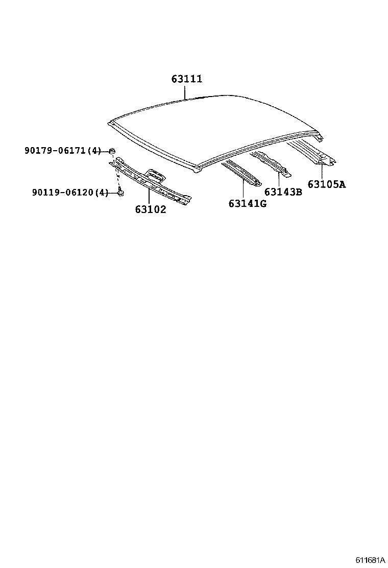 63141-52070 REINFORCEMENT, ROOF PANEL, NO.1 product image