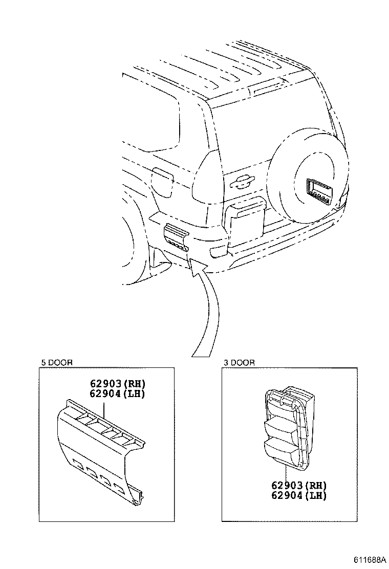 62903-60080 DUCT SUB-ASSY, QUARTER VENTILATOR, RH product image