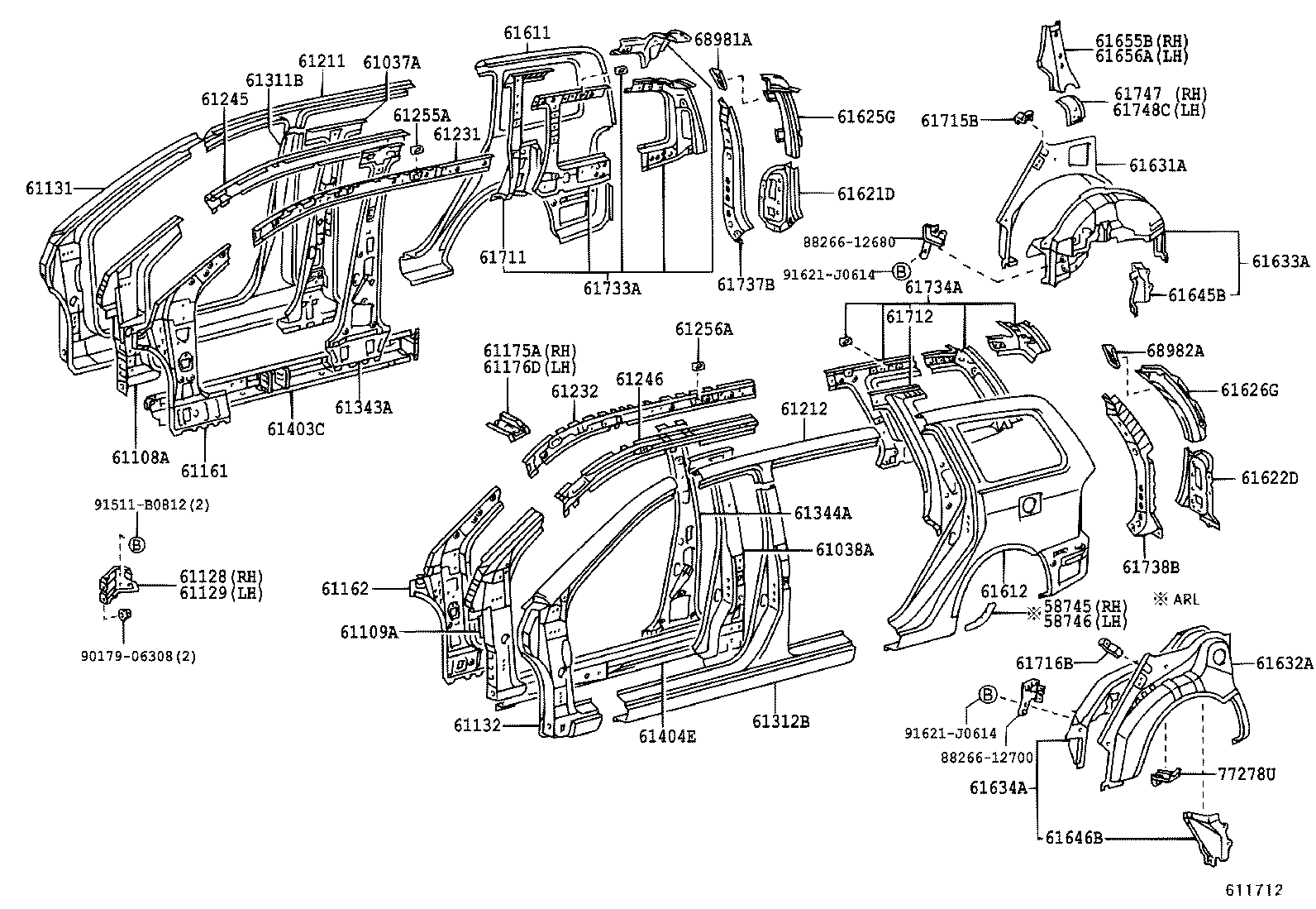 61601-13641 PANEL, QUARTER, RH product image