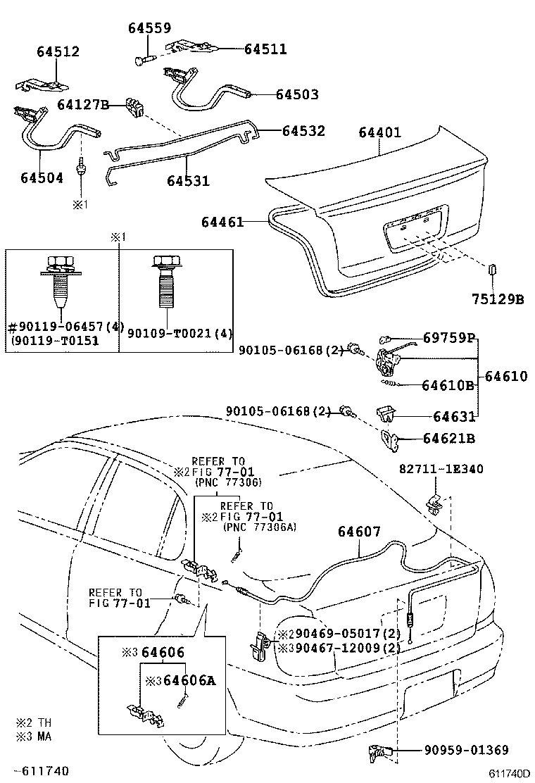 64606-02040 LEVER SUB-ASSY, LUGGAGE DOOR LOCK OPEN product image