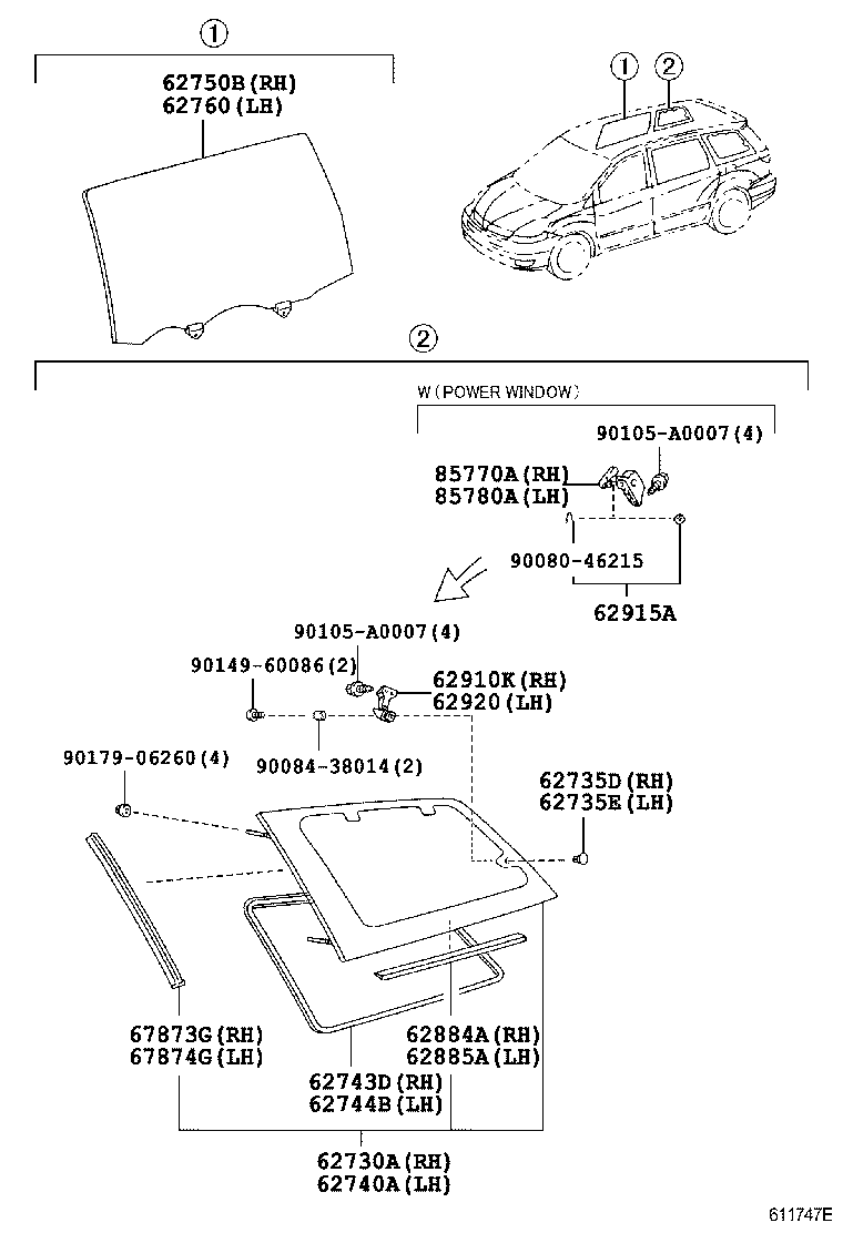 Toyota 62735-AE010 RETAINER, SIDE REAR WINDOW HINGE, RH