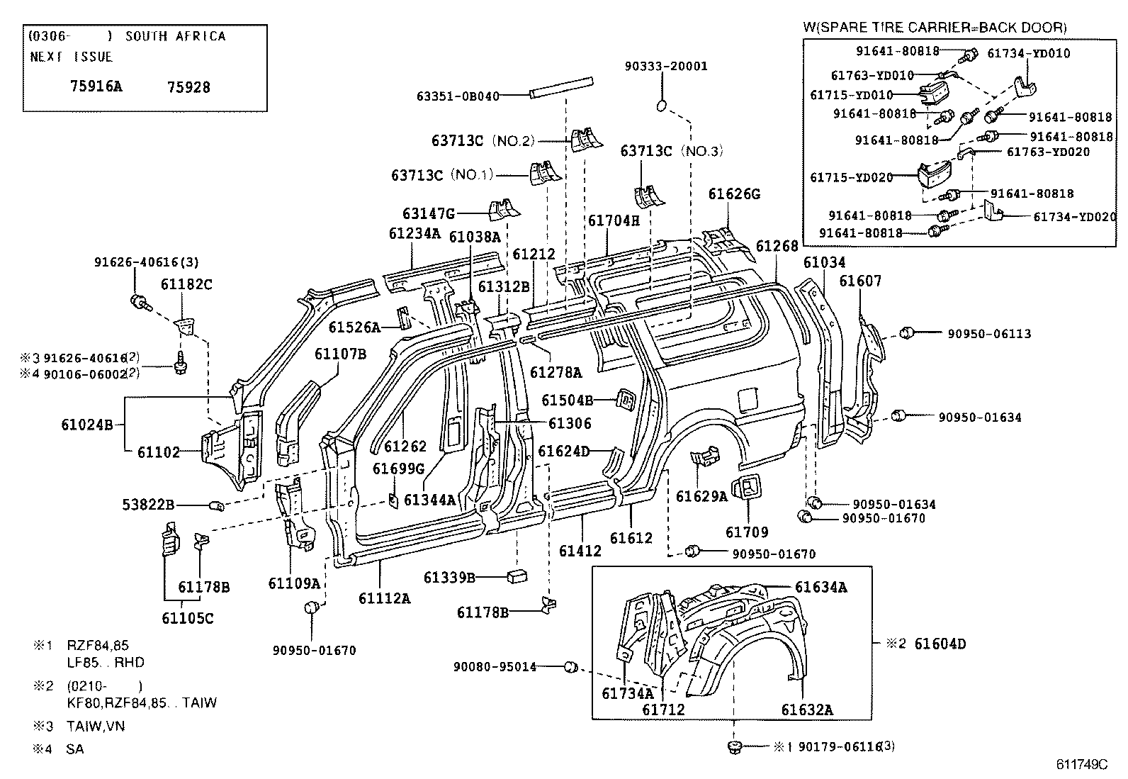 61033-0B060 REINFORCE SUB-ASSY, BACK DOOR OPENING SIDE product image