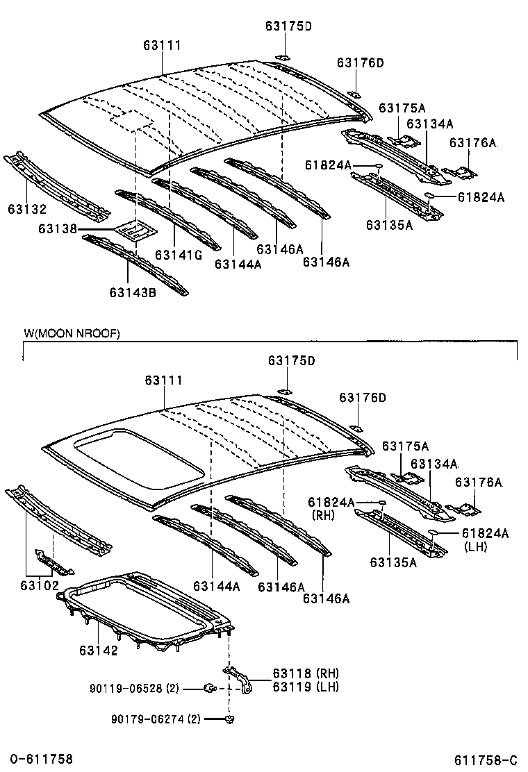 63102-05901 REINFORCEMENT SUB-ASSY, ROOF PANEL, FRONT product image