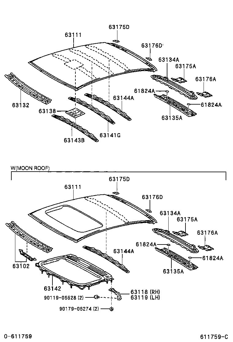 63102-05901 REINFORCEMENT SUB-ASSY, ROOF PANEL, FRONT product image