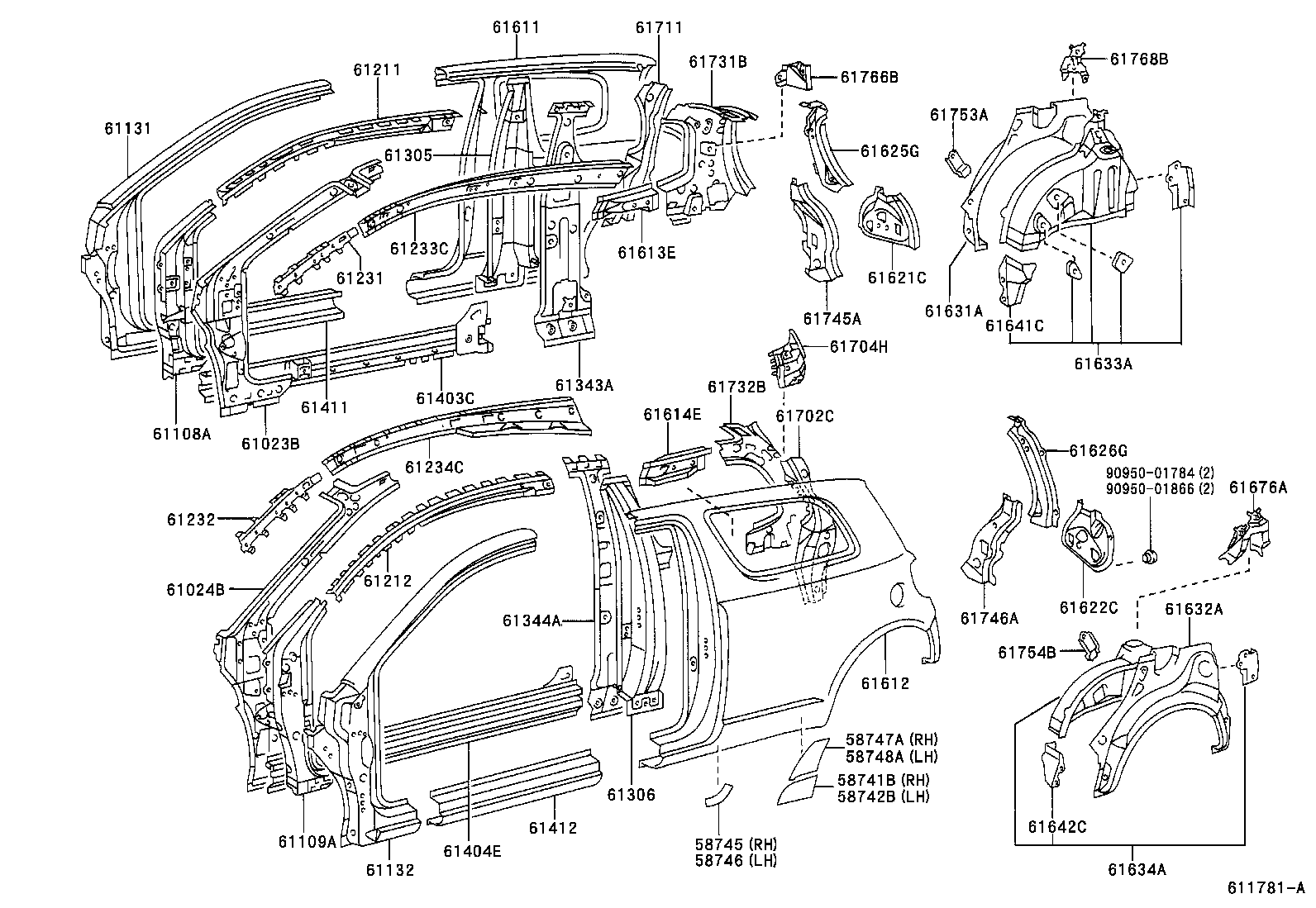 61815-32020 COVER, ROOF SIDE, INNER UPPER RH product image