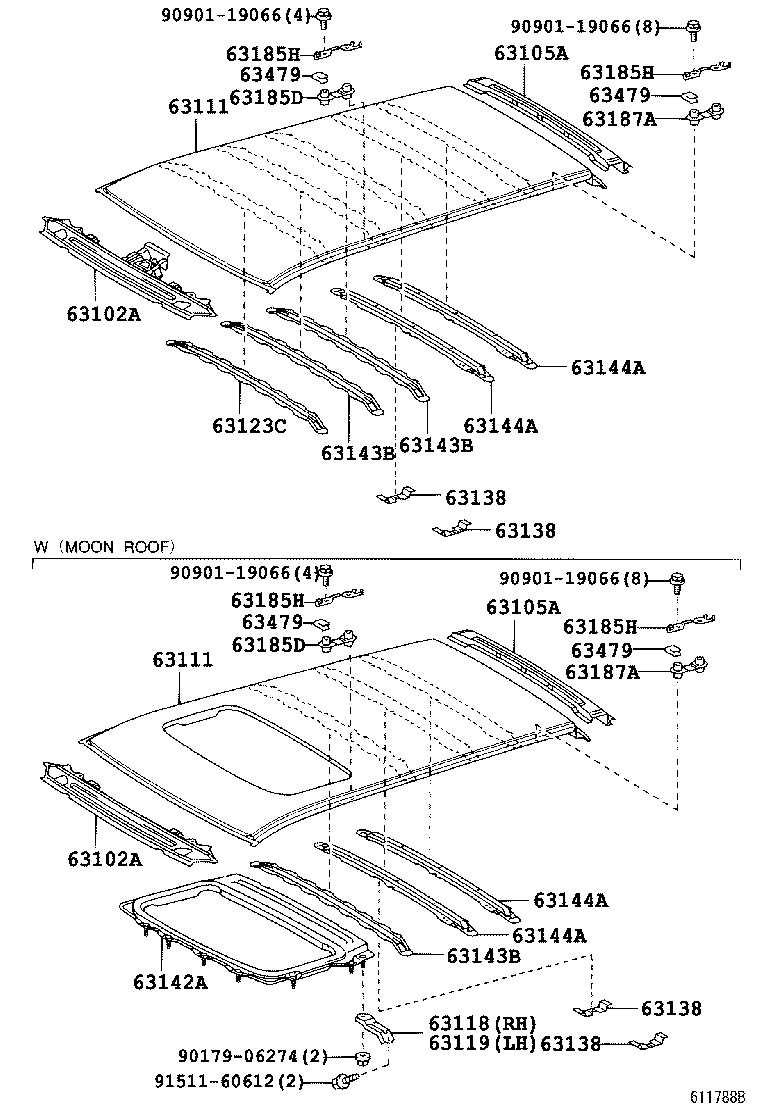 Toyota 63144-48040 REINFORCEMENT, ROOF PANEL, NO.4