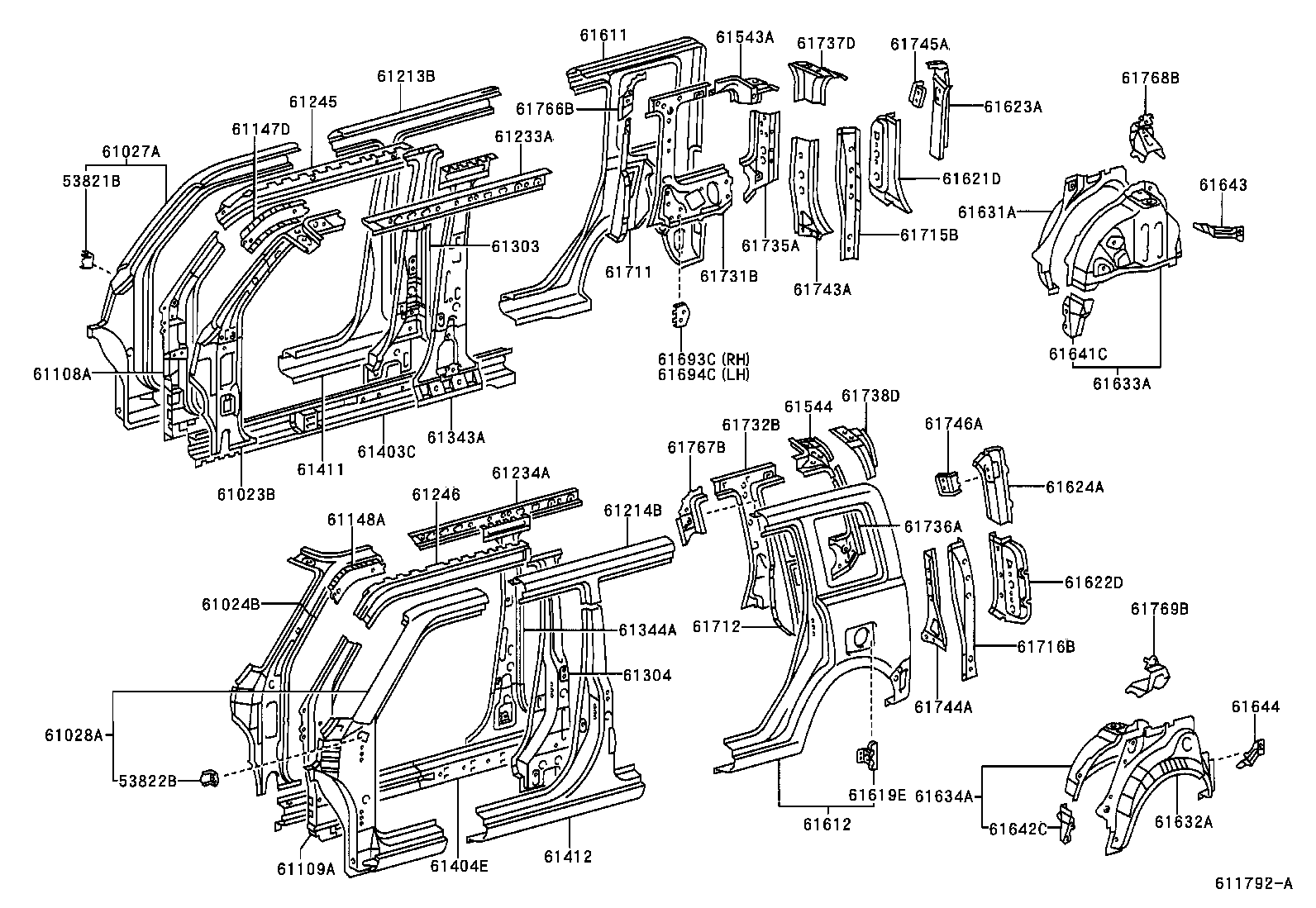 Toyota 61602-52270 PANEL, QUARTER, LH