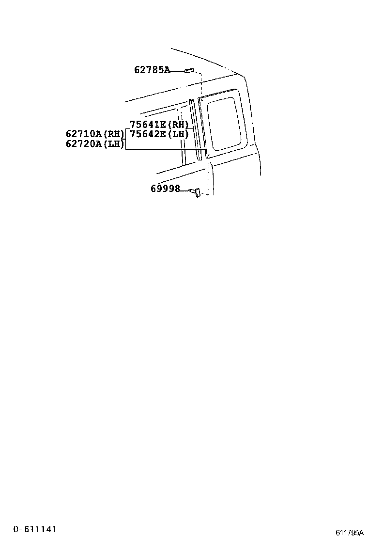 Toyota 62720-52140 WINDOW ASSY, QUARTER, LH