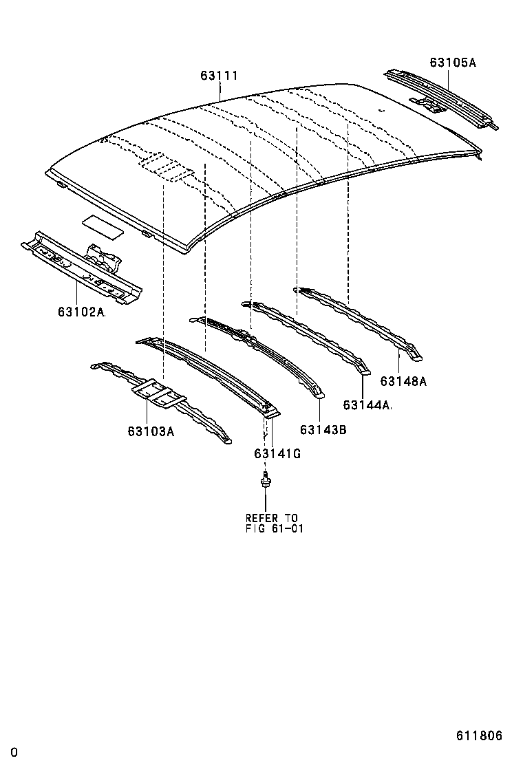 63141-46020 REINFORCEMENT, ROOF PANEL, NO.1 product image