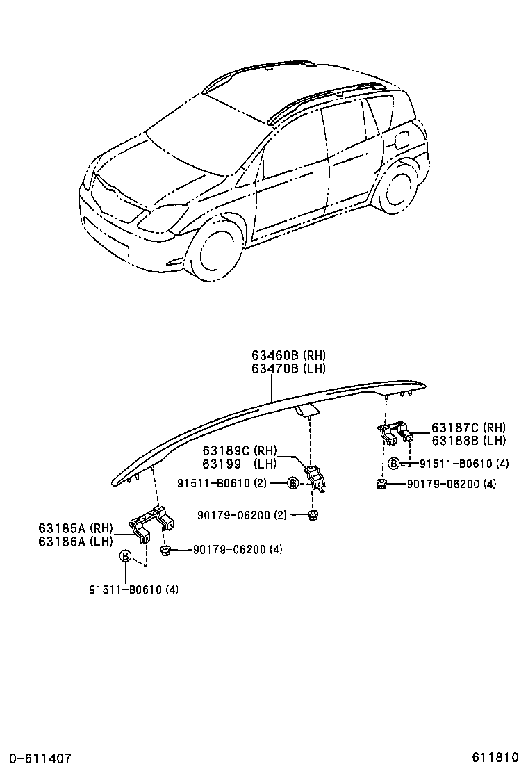 63460-13130-A1 RACK ASSY, ROOF, RH product image