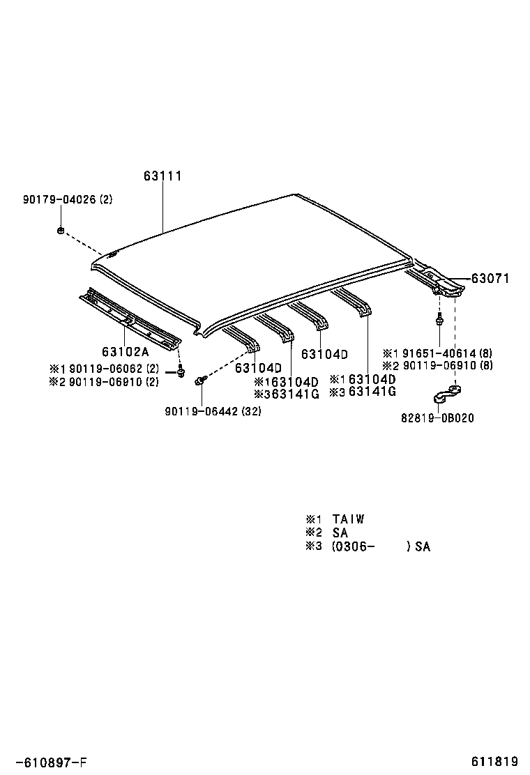 63111-0B100 PANEL, ROOF product image